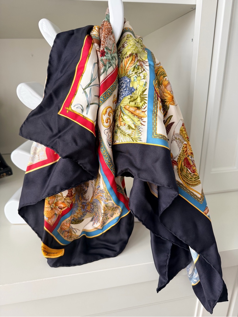Vintage SALVATORE FERRAGAMO Authentic Scarf Silk Wild Animal Print 16 Panels - Picture 2 of 16